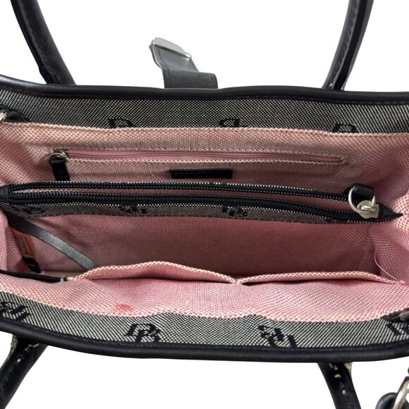 Dooney & Bourke Crossbody Bag Purse Signature Logo Monogram Black Gray Canvas - Picture 9 of 11